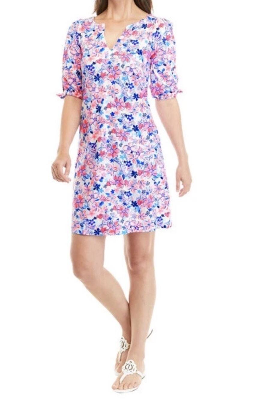 Lilly Pulitzer Easley Short Sleeve Dress "Resort White Party Like A Lobstar"-XS